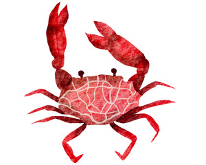 Crab watercolor with transparent background