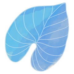 Watercolor Leaf, Blue leaves clipart.