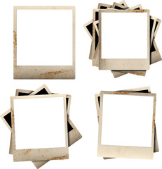 Old paper photo frame isolated