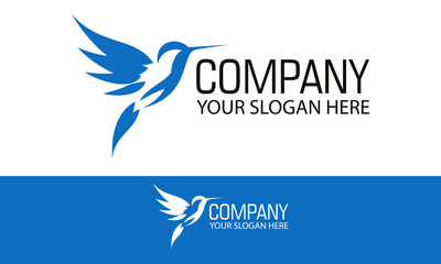 Blue Color Hummingbird Logo Design	