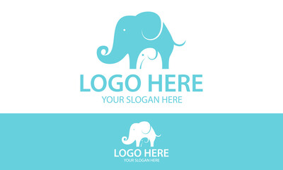 Blue Color Negative Elephant Logo Design Concept