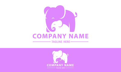 Purple Color Negative Elephant Logo Design