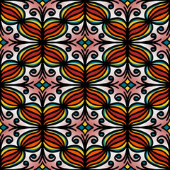Geometric ethnic pattern seamless flower color. seamless pattern. Design for fabric,curtain,background,carpet,wallpaper,clothing,wrapping,Batik,mandalas,fabric,Vector illustration. pattern style.