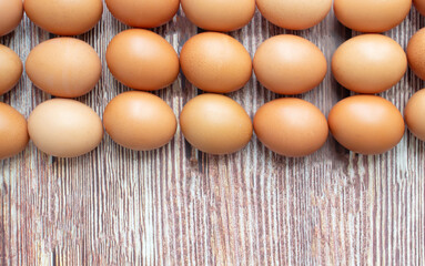 Eggs are arranged for three row on table