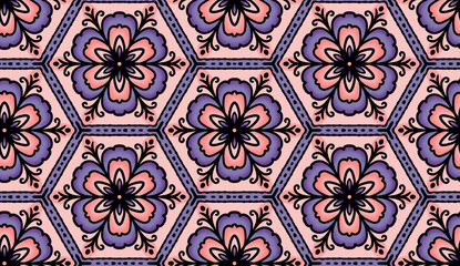 Geometric ethnic pattern seamless flower color. seamless pattern. Design for fabric,curtain,background,carpet,wallpaper,clothing,wrapping,Batik,mandalas,fabric,Vector illustration. pattern style.