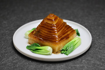 homemade braised pork belly pyramid, Chinese cuisine