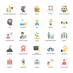 Success and Opportunities Flat Vector Icons Collection 