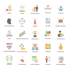 Success and Opportunities Flat Vector Icons Set 

