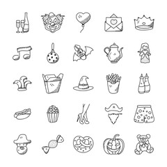 Doodle Icons Collection Of Celebration And Party 

