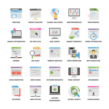 Web and Seo Flat Icons

