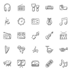 Musical Instruments Hand-drawn Icons

