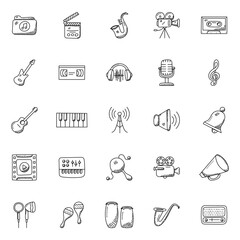 Music Instruments Doodle Vector Icons
