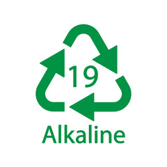 Battery recycling code Alkaline 19 . Vector illustration
