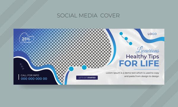 Abstract Minimalist Medical Healthcare Services Social Media Facebook Cover Design Or Promotional Healthy Tips Instagram Webinar Template