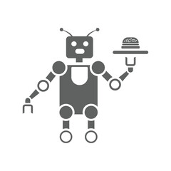 Automation, fast, food, robot icon. Gray vector graphics.