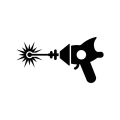 Beam, gun, laser, weapon icon. Black vector graphics.