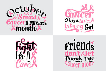 Fototapeta na wymiar Breast cancer Quotes Designs Bundle, October Breast Cancer Quotes Saying best for print item t-shirt, Clothing, mug, pillow, poster, banner, isolated on Black background pink ribbon.