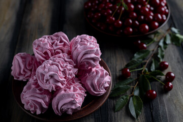 Cherry pink zephyr summer dessert a rustic style