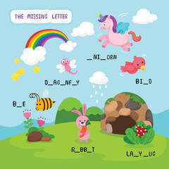 write the missing letter,illustration, vector