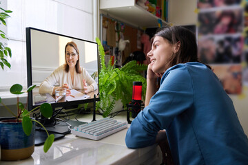 Online consultation of male student by social worker, psychologist, teacher