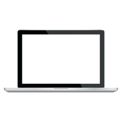 Modern glossy laptop isolated on white.