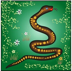 Naklejka premium That is the nice illustration of Anaconda which is largest snake of Amazon