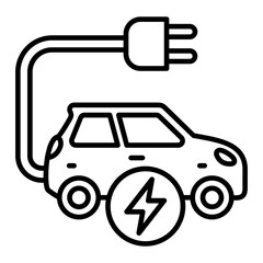Electric Car Line Icon