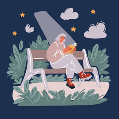 White cozy bed and a beautiful girl, reading a book, concepts of home and comfort, place for text