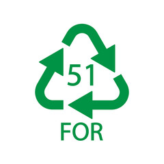 Bio material recycling code 51 FOR. Vector Illustration