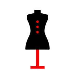 Red and black mannequin for a tailor sign. concept for embroidery