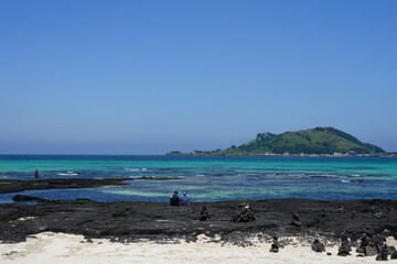 rock beach and island