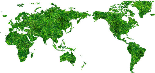 world map with grass isolated