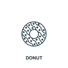 Donut icon. Monochrome simple line Fastfood icon for templates, web design and infographics