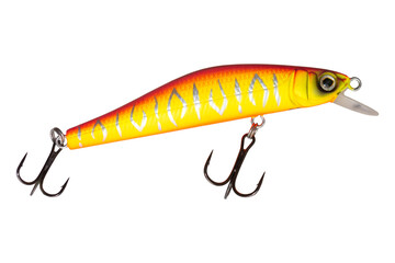Plastic lure for fishing isolated on white background