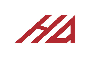 letter HA red italic  logo design icon vector	