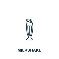 Milkshake icon. Monochrome simple line Fastfood icon for templates, web design and infographics