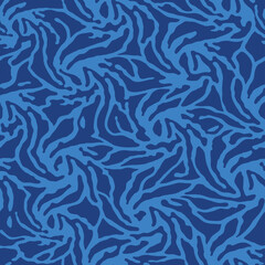 Camo texture for army clothing. Blue winter camo background. Soldier camouflaging seamless pattern. Military textile for print. Vector wallpaper