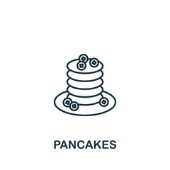 Pancakes icon. Monochrome simple line Fastfood icon for templates, web design and infographics