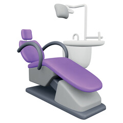 Dental chair 3D rendering isometric icon.