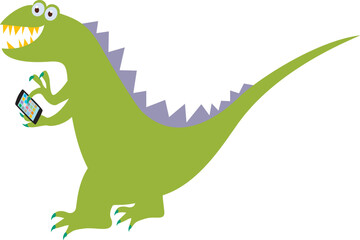 スマホを持った恐竜

