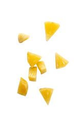 Falling pineapple slices cutout, Png file.