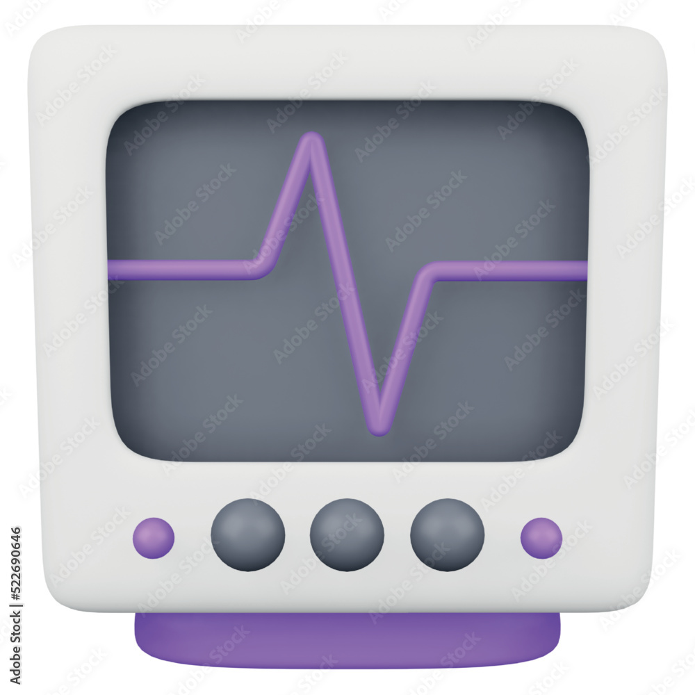 Poster emergency monitor 3d rendering isometric icon.