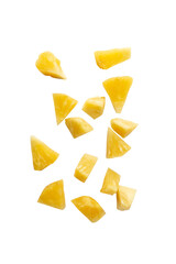 Falling pineapple slices cutout, Png file.