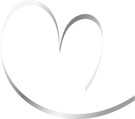 ribbon heart shape silver, doodle line heart, sticker heart