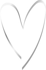 ribbon heart shape silver, doodle line heart, sticker heart