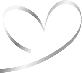 ribbon heart shape silver, doodle line heart, sticker heart