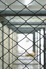 link fence metal net pattern with sky background