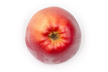 One whole red-yellow apple on a white background