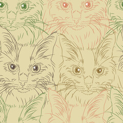 Naklejka premium cute cats seamless pattern. pets vector background. animals pattern