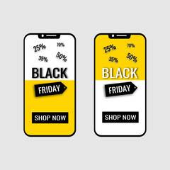 Logo with text Black Friday in phone